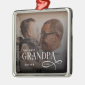 Modern Best GrandPa Ever Photo Personalized メタルオーナメント (左)