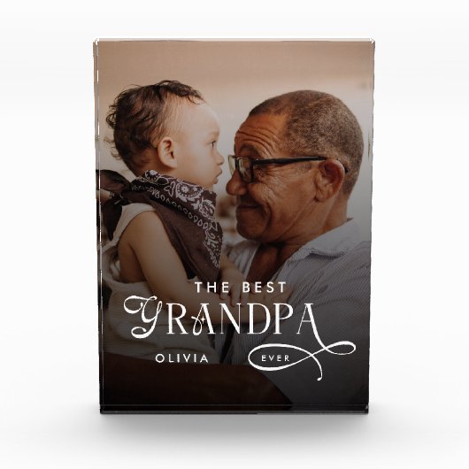 Modern Best GrandPa Ever Photo Personalized Gifts フォトブロック (正面)