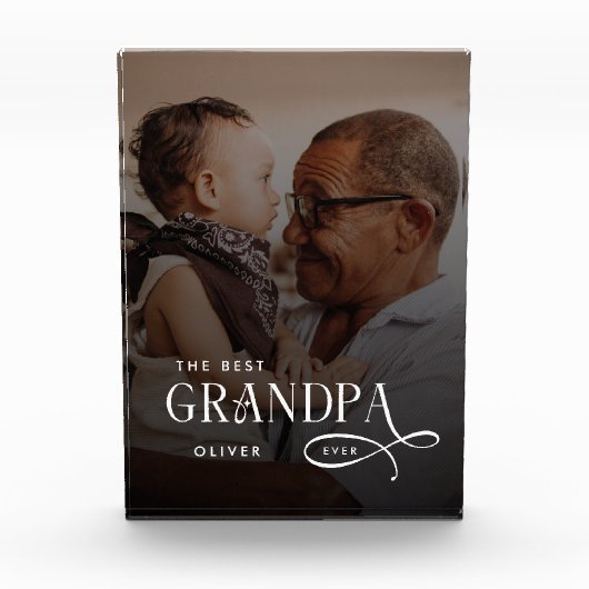 Modern Best GrandPa Ever Photo Personalized Gifts フォトブロック (正面)