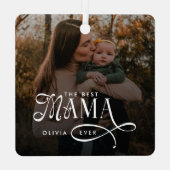 Modern Best Mama Ever 写真入り マザーズデイギフト メタルオーナメント (裏面)