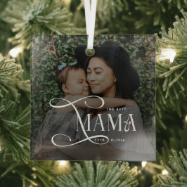 Modern Best Mama Ever Photo Mothers Day Gifts ガラスオーナメント