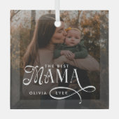 Modern Best Mama Ever Photo Mothers Day Gifts ガラスオーナメント (正面)