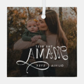 Modern Best Mama Ever Photo Mothers Day Gifts ガラスオーナメント (裏面)