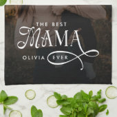 Modern Best Mama Ever Photo Mothers Day Gifts キッチンタオル (折り畳み)