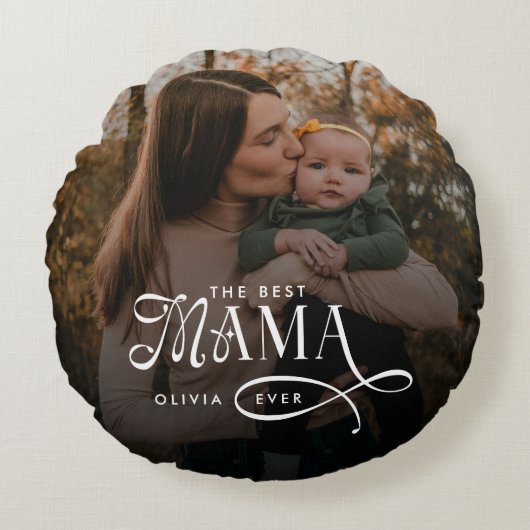 Modern Best Mama Ever Photo Mothers Day Gifts ラウンドクッション (正面)