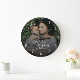 Modern Best Mama Ever Photo Mothers Day Gifts ラージ壁時計
