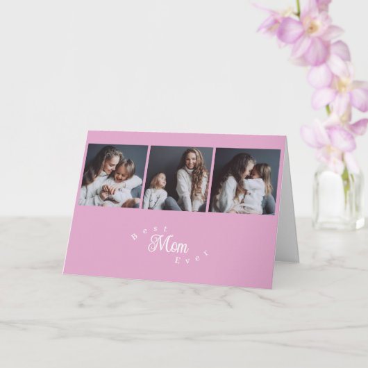 Modern Best Mom Ever 3 Photo Mother's Day カード (蘭)