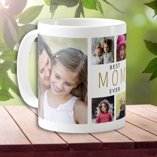 Modern Best mom Ever 6 Photo Collage White コーヒーマグカップ