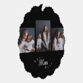 Modern Best Mom Ever Elegant Script Black 3 Photo オーナメントカード (右)