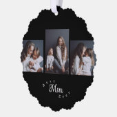 Modern Best Mom Ever Elegant Script Black 3 Photo オーナメントカード (左)
