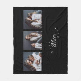 Modern Best Mom Ever Elegant Script Black 3 Photo フリースブランケット