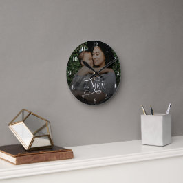 Modern Best Mom Ever Photo Mothers Day Gifts ラウンド壁時計