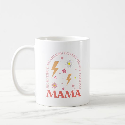 Modern Best Mum Orange and Pink コーヒーマグカップ (左)