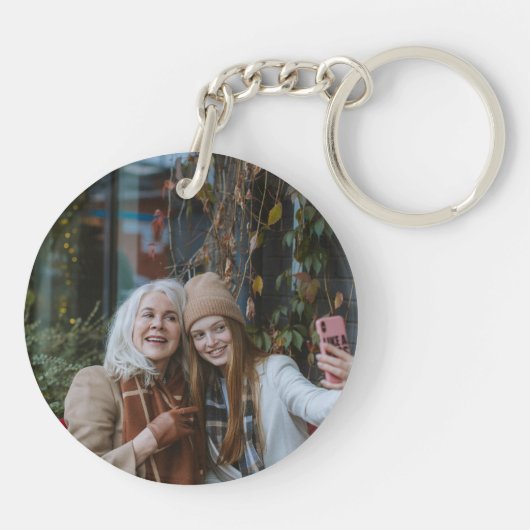 Modern Best Nana Ever Hot Pink Script Photo キーホルダー (裏面)