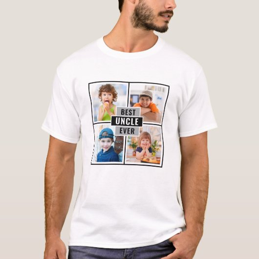 Modern Best Uncle Ever 4 Photo Collage T-Shirt Tシャツ (正面)