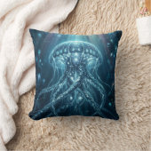 "Modern Bioluminescent Jellyfish Deep Sea Wall Clo クッション (ブランケット)
