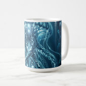 "Modern Bioluminescent Jellyfish Deep Sea Wall Clo コーヒーマグカップ (正面右)