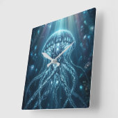 "Modern Bioluminescent Jellyfish Deep Sea Wall Clo スクエア壁時計 (傾斜)