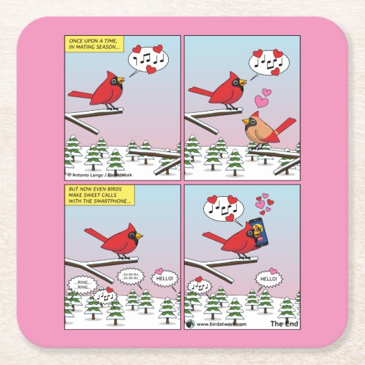 Modern Bird Mating Calls Comic スクエアペーパーコースター (正面)