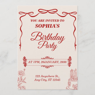 Modern Birthday Card Template Editable & Printable 招待状