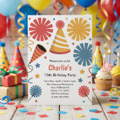Modern Birthday Confetti Fun  招待状