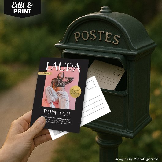 Modern Birthday Custom Magazine Cover サンキューカード