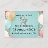  Modern Birthday Party Invitation || Customizable  エンクロージャーカード (正面)