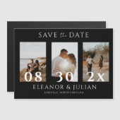 Modern Black 3 Photo Film Strip Save the Date マグネット招待状 (正面/裏面)