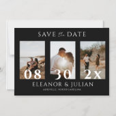 Modern Black 3 Photo Film Strip Save the Date マグネット招待状 (正面)