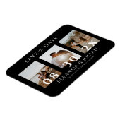 Modern Black 3 Photo Film Strip Save the Date マグネット (左側)