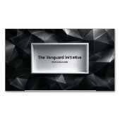 Modern Black 3D Polygonal Crystal Facet Minimalist マグネット名刺 (正面)