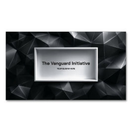 Modern Black 3D Polygonal Crystal Facet Minimalist マグネット名刺
