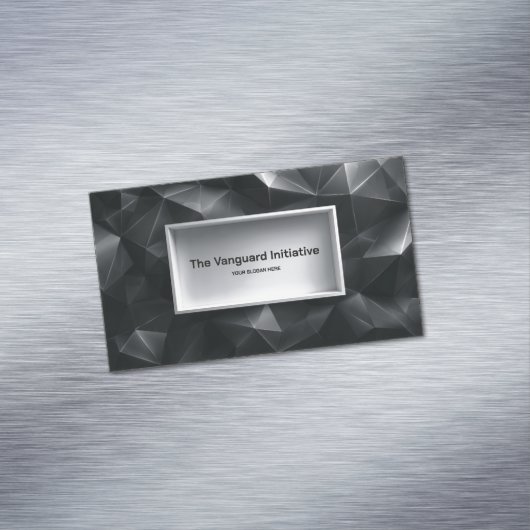 Modern Black 3D Polygonal Crystal Facet Minimalist マグネット名刺 (インサイチュ)