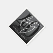 Modern Black 40th Birthday Party スタンダードカクテルナプキン (角)