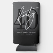 Modern Black 40th Birthday Party スリム缶クーラー (裏面)