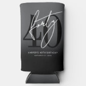 Modern Black 40th Birthday Party スリム缶クーラー (正面)