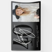 Modern Black 40th Birthday Party 横断幕 (縦)