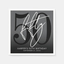 Modern Black 50th Birthday Party