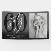 Modern Black 60th Birthday Party 横断幕 (横)