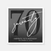 Modern Black 70th Birthday Party スタンダードカクテルナプキン (正面)