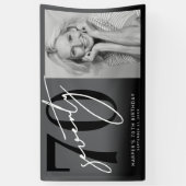 Modern Black 70th Birthday Party 横断幕 (縦)