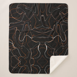 Modern Black Abstract Line Art Fleece Blanket  シェルパブランケット