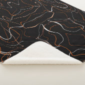 Modern Black Abstract Line Art Fleece Blanket  シェルパブランケット (3/4)