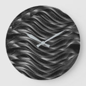 Modern Black Abstract Wave Wall Clock | Minimalist ラージ壁時計 (正面)