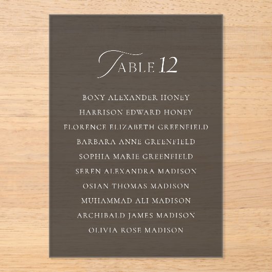 Modern Black Acrylic Seating Chart Sign アクリル招待状 (正面)