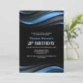 Modern Black and Blue 21st Birthday Party 招待状 (スタンド正面)