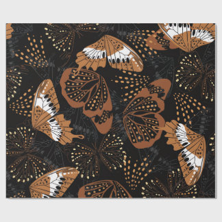 Modern Black and Brown Insect Print Wrapping ラッピングペーパー