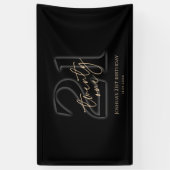 Modern Black and Gold 21st Birthday Banner 横断幕 (縦)