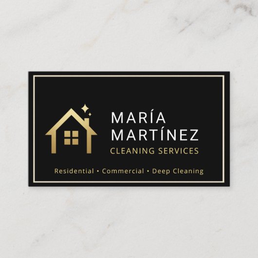 Modern Black and Gold Cleaning Company 名刺 (正面)
