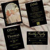 Modern Black and Gold Elegant Wedding Invitation サンキューカード